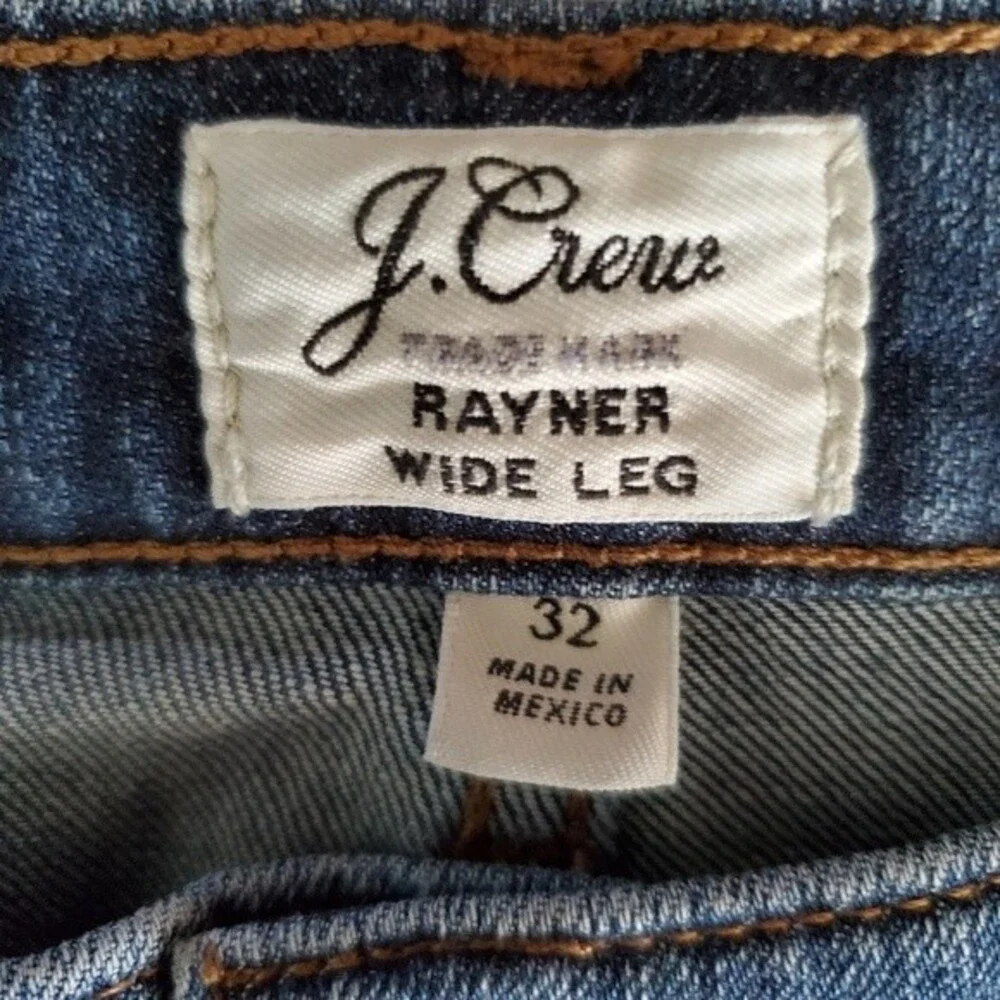 J. Crew Rayner Wide Leg High Rise Medium Wash Crop Denim Jeans sz. 32